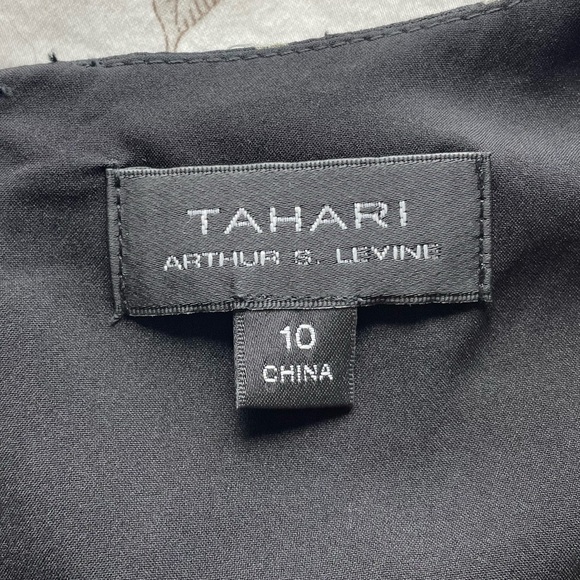 Tahari Black Pink Floral Embossed Wrap Maxi Dress 10 Wedding Guest Formal Event - Picture 9 of 10